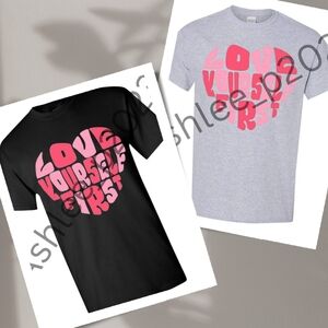 Love Yourself First Women's Short Sleeve Tee - Black and Gray